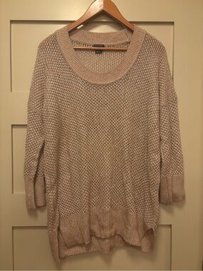 CLUB MONACO Merino Wool Blend Open Knit Net Sweater Slouchy Relaxed Tunic Scoop